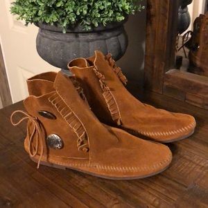 Leather Slouch Moccasin Booties sz 8